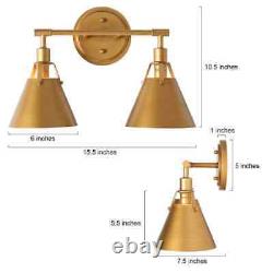 LNC Hand-Brushed Gold Bath Vanity Light 15.5 in. 2-Light Classic Wall Sconce