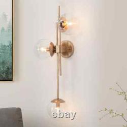 LNC Modern Gold Wall Sconce 3-Light Glass Shade Vanity Brass Light Bar Wall Lamp