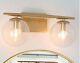 LNC Nobu 2-Light Champagne Gold Bathroom Vanity Wall Sconce with Clear Glass Globe