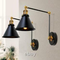 LNC Swing Arm Wall Sconce 60W 1-Light Up-Down Adjustable Dimmable Metal Black