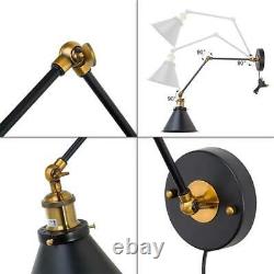LNC Swing Arm Wall Sconce 60W 1-Light Up-Down Adjustable Dimmable Metal Black