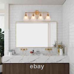 LNC Vintage Brushed Gold Bathroom Vanity Light 31.5 in. 4-Light Wall Sconce
