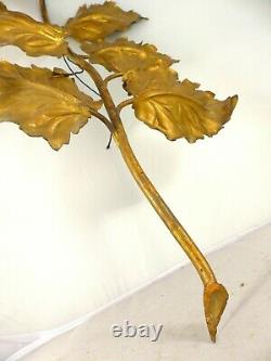 Large 1940 French Painted Tole Sconce Wall Light Flowers Chandelier Ceiling