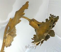 Large 1940 French Painted Tole Sconce Wall Light Flowers Chandelier Ceiling