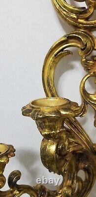 Large 35 Dart/SYROCO Bright Gold-tone 5-Arm Ornate Wall Sconce #4049