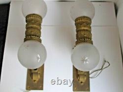 Large Antique Dore Bronze Wall Sconces with 2 Globes each Finest Quality