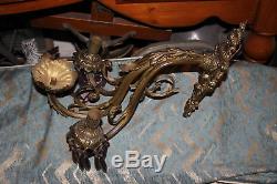 Large Antique Victorian 3 Arm Candelabra Wall Sconce Light Fixture-#2-Crystals