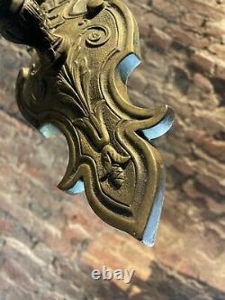 Large Brass Antique Wall Sconce / Wall Light Three Arm / Ornate Detail