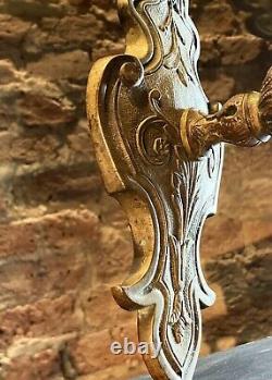 Large Brass Antique Wall Sconce / Wall Light Three Arm / Ornate Detail