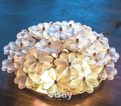 Large Ernst Palme Palwa Floral Flush Mount 24 Murano Glass Flowers Wall Sconce