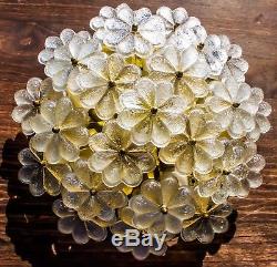 Large Ernst Palme Palwa Floral Flush Mount 24 Murano Glass Flowers Wall Sconce