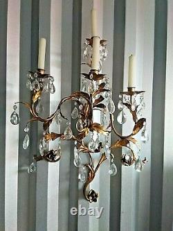 Large Italian Gilt Tole Wall Sconce 25 x 21 X 10 Candle 4 light
