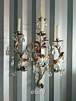 Large Italian Gilt Tole Wall Sconce 25 x 21 X 10 Candle 4 light