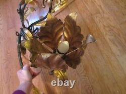 Large MCM Vintage Hollywood Regency Tole Gold Tone Wall Light /Sconce Italy