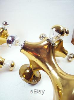 Large Pair Golden WALL SCONCES Space Age by COSACK, Germany 1970s