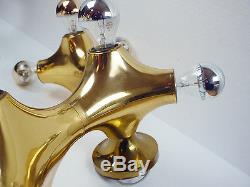 Large Pair Golden WALL SCONCES Space Age by COSACK, Germany 1970s