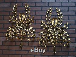 Large Pair Vintage Antique Italian Gold Gilt Wall Sconces 6 Candle 27.5 by 18