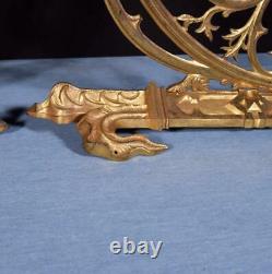 Large Pair of Antique French Gothic Gilt Bronze Wall Brackets/Sconces