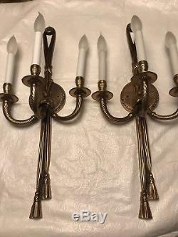 Large Pair of Louise XV Brass Wall Sconces, 3lights, 24 Electrical- 2 Pair Av