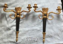 Large Vintage Gold and Black French Touch Wall Sconce Candle 15.5x12 VG