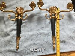 Large Vintage Gold and Black French Touch Wall Sconce Candle 15.5x12 VG