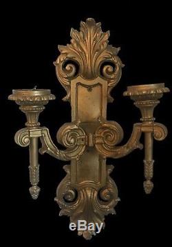 Large palatial wall sconces light french gilt bronze louis XIV 19th 20th century