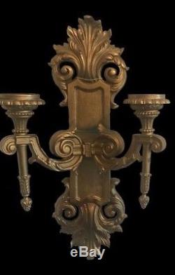 Large palatial wall sconces light french gilt bronze louis XIV 19th 20th century