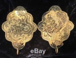 Late 18th/Early 19th Cent. Chinoiserie Gilded Cast Iron Wall Sconces