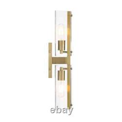 Latitude 4.5 in. 2-Light Brushed Gold Modern Wall Sconce