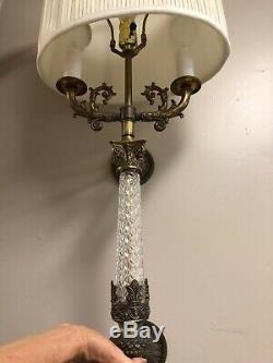 Lg Vintage Victorian Style Sconce 3 Light Wall Mounted Fixture Lamp Brass Glass