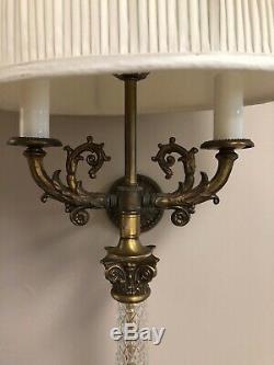 Lg Vintage Victorian Style Sconce 3 Light Wall Mounted Fixture Lamp Brass Glass