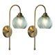 Lighting Brushed Gold Wall Sconce Light Vintage Green Glass Wall Green-2PC