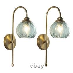 Lighting Brushed Gold Wall Sconce Light Vintage Green Glass Wall Green-2PC