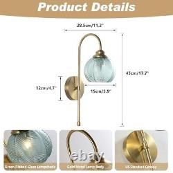 Lighting Brushed Gold Wall Sconce Light Vintage Green Glass Wall Green-2PC