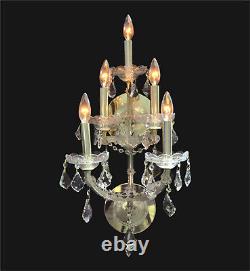 Lighting fixture 5 lights crystal wall sconce. W12 x H 25 x E 11.5. Gold