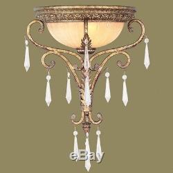 Livex 1 Light Crystal Wall Sconce Lighting Fixture, Gold Leaf, Gold Dusted Glass