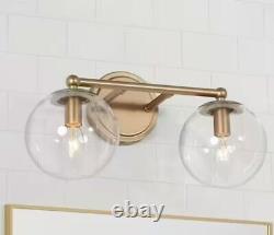 Lot of 2 Uolfin ModernVanity Light 2-Light Gold with Clear Glass Shades You get 2