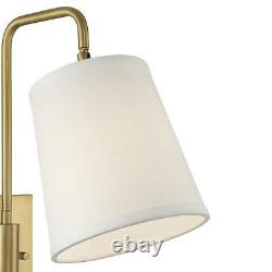 Luca Warm Brass Plug-In Swing Arm Wall Lamp with Cord Cover