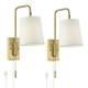Luca Warm Brass Plug-In Swing Arm Wall Lamps Set of 2