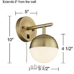 Luna Antique Brass Globe Plug-In Wall Lamps Set of 2