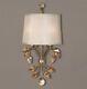 Luxury Champagne & Gold Quality Crystal Wall Sconce w Half Shade Leaves New
