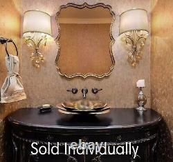 Luxury Champagne & Gold Quality Crystal Wall Sconce w Half Shade Leaves New