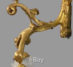 MASSIVE Dore Bronze French Sconces c1910 Gold Vintage Antique Wall Lights