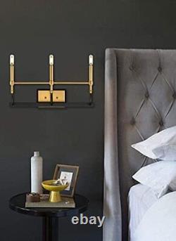 MOTINI 3-Lights Wall Sconce Lighting Fixture Black and Gold Brushed Brass Fin