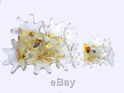 MURANO WALL SCONCES Glass Flower Sputnik Lamps by VENINI for VeArt Italy 1960s