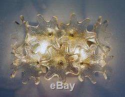 MURANO WALL SCONCES Glass Flower Sputnik Lamps by VENINI for VeArt Italy 1960s
