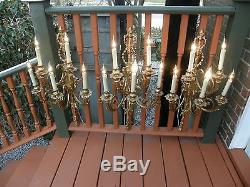 Magnificent Antique Enormous French Set Of 3 XV1 Rococo 5 Light Wall Sconces