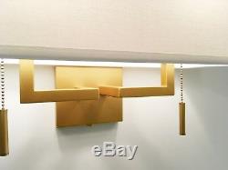 Matte Ant. Gold Modern Wall Sconce Fixture with Rect. Shade, Hardwire or Plug-In