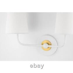 Merri 2-Light Transitional Metal & Fabric Aged Brass/White Wall Sconce by MITZI
