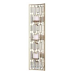 Metal Candle Wall Sconce with Bright Gold Leaf Finish-38 Inches H by 9.75 Inches